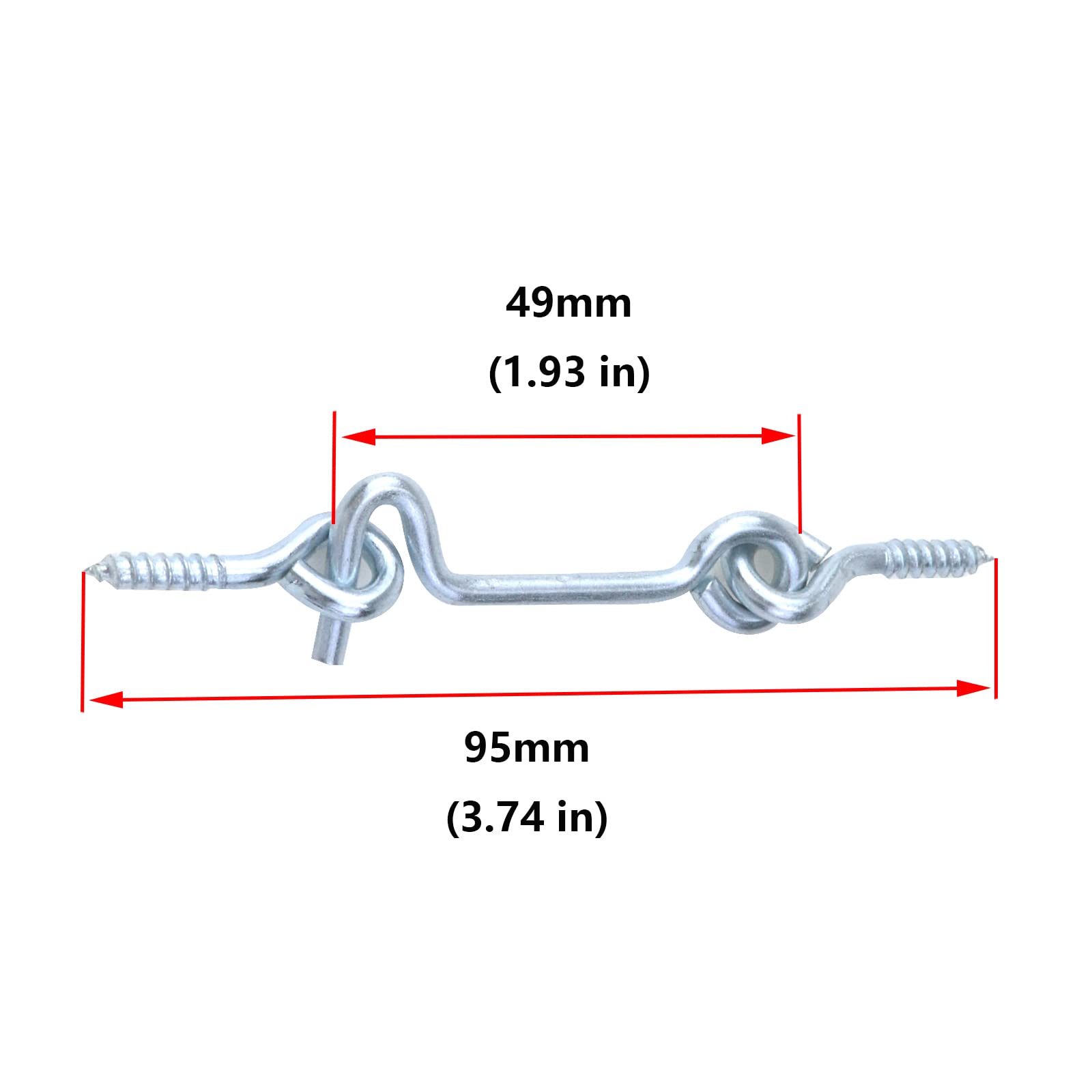 Antrader Lot de 24 loquets de porte en acier zingué de 5,1 cm avec crochet et œillet en bois