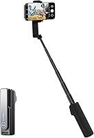 SupeDesk Foldable Selfie Stick with Wireless Remote - Portable Lightweight Phone Holder for iPhone Android Travel Photos Videos Black