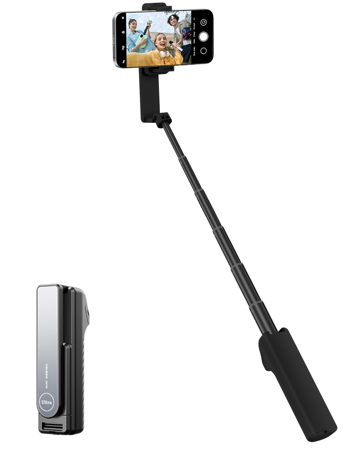 Selfie Stick with Wireless Remote – Portable Selfie Stick for iPhone & Android, Lightweight Foldable Travel Phone Holder for Cell Phone, for Photograph, Video Recording, Streaming, Black
