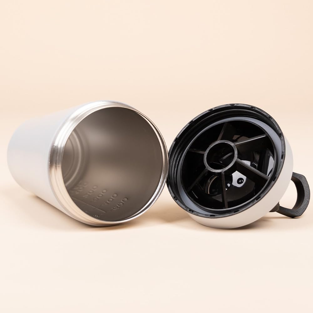 for you Shaker Edelstahl Grau - 3x500 ml mit Shaker-Kugel und auslaufsicherem & BPA freiem Deckel - Mit innenliegenden Skala - spülmaschinengeeignet - Perfekt für Proteinshakes, Smoothies & Fitness