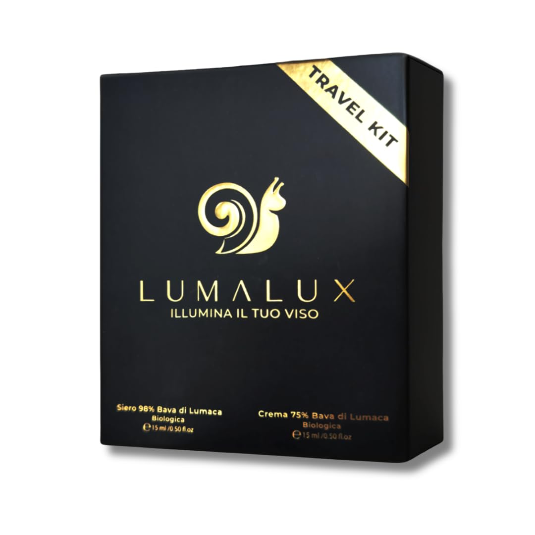 Lumalux travel kit - 2 in 1, Siero e Crema con Bava Di Lumaca 98% e 75%- Acido Ialuronico Antirughe e Aloe Vera