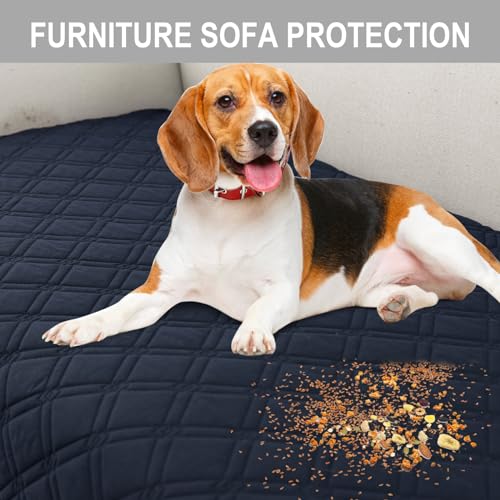 Image of Genina L Shape Couch Cover, Sectional Couch Chaise Covers, Waterproof Washable Sofa Covers for Left L Shape Chaise Lounge, Anti-Slip Sofa Slipcovers for Dogs Cats Pet Friendly(Navy Blue)