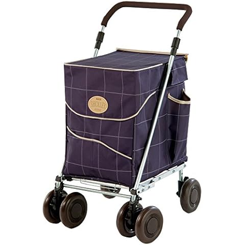 Sholley Deluxe Shopping Trolley 4 (6) Wheels, Folding, Strong, Stable, Aids Mobility, Ladies, Mens and Unisex Designs (Mulberry, Petite) Cover