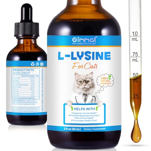 Lisina Cat - L-lisina gotas para gatos, apoya la salud del sistema inmunológico, alivia las alergias, promueve la función respiratoria, mantiene la salud de la piel y el pelaje 60ml