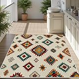 AUWUUA Südwestliche Teppich Wohnzimmer 180x210cm Indian Native Azteken Waschbare Teppiche, Ethnisch Geometrisch Kurzflor rutschfest Türmatte Innen für Esszimmer Gastzimmer