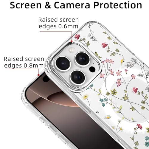 Coque iPhone 15 antichoc MagSafe avec motif fleurs rigide - 4