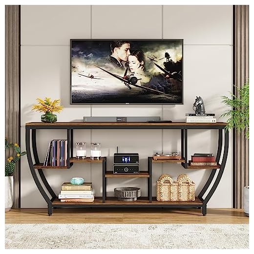 Rustic Industrial Console Table with Storage