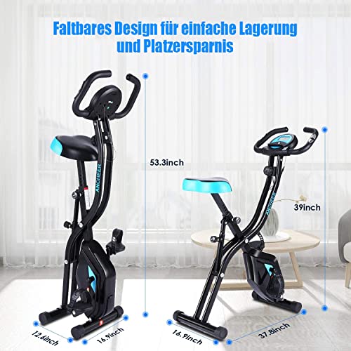 ANCHEER Hometrainer, fiets met app-aansluiting, F-bike, steungewicht 125 kg, inklapbare hometrainer, X-Bike, 10-traps instelbare magneetweerstand, fietstrainer, handpulssensoren, ruimtebesparend - Afbeelding 8