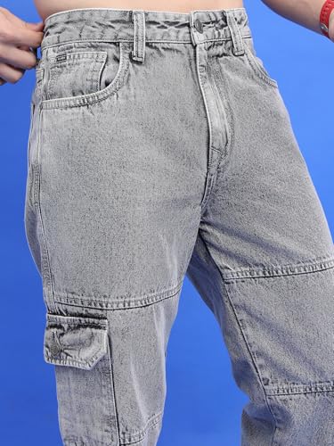 Image of Highlander Mens Relaxed Fit Denim Jeans for Man|Mid-Rise|Cotton Cargo Jeans for Men | Men Jeans