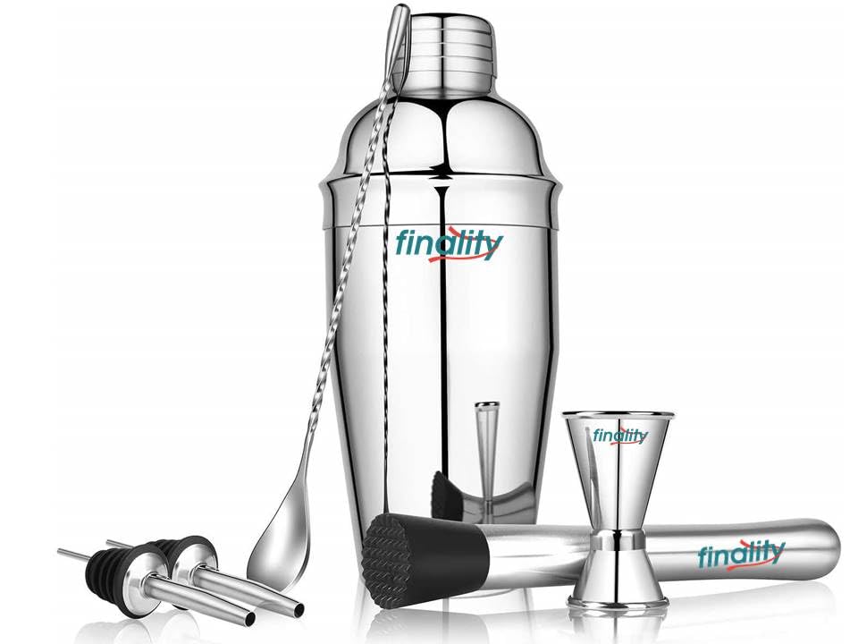 Cocktail Shaker Set, 6 Piece Bartender Kit Premium Shakers Bartending Martini Shaker Measuring Jigger Mixing Spoon Muddler 2 Pourers Bar Tools Set with Bartender Strainer for Drink Shaker