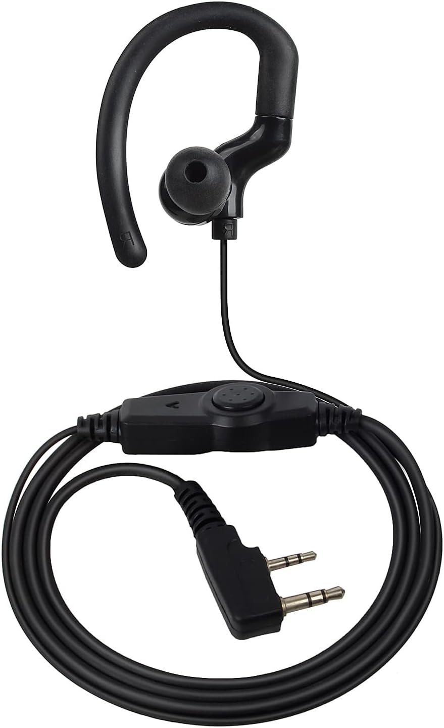 HYSG-Shape Radio Earpiece with microphone, 2 Pin Headset Compatible for Kenwood Baofeng UV5R Walkie Talkie, 2 Way Radio Ear Piece for Security Police