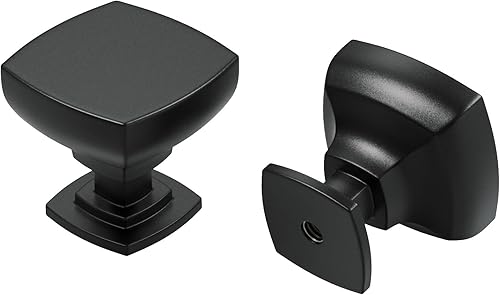 Peaha Paquete de 6 Perillas Negras Mate Cuadradas para Gabinete y Cajón Tiradores de Herrajes Modernos para Cocina Cómoda Baño
