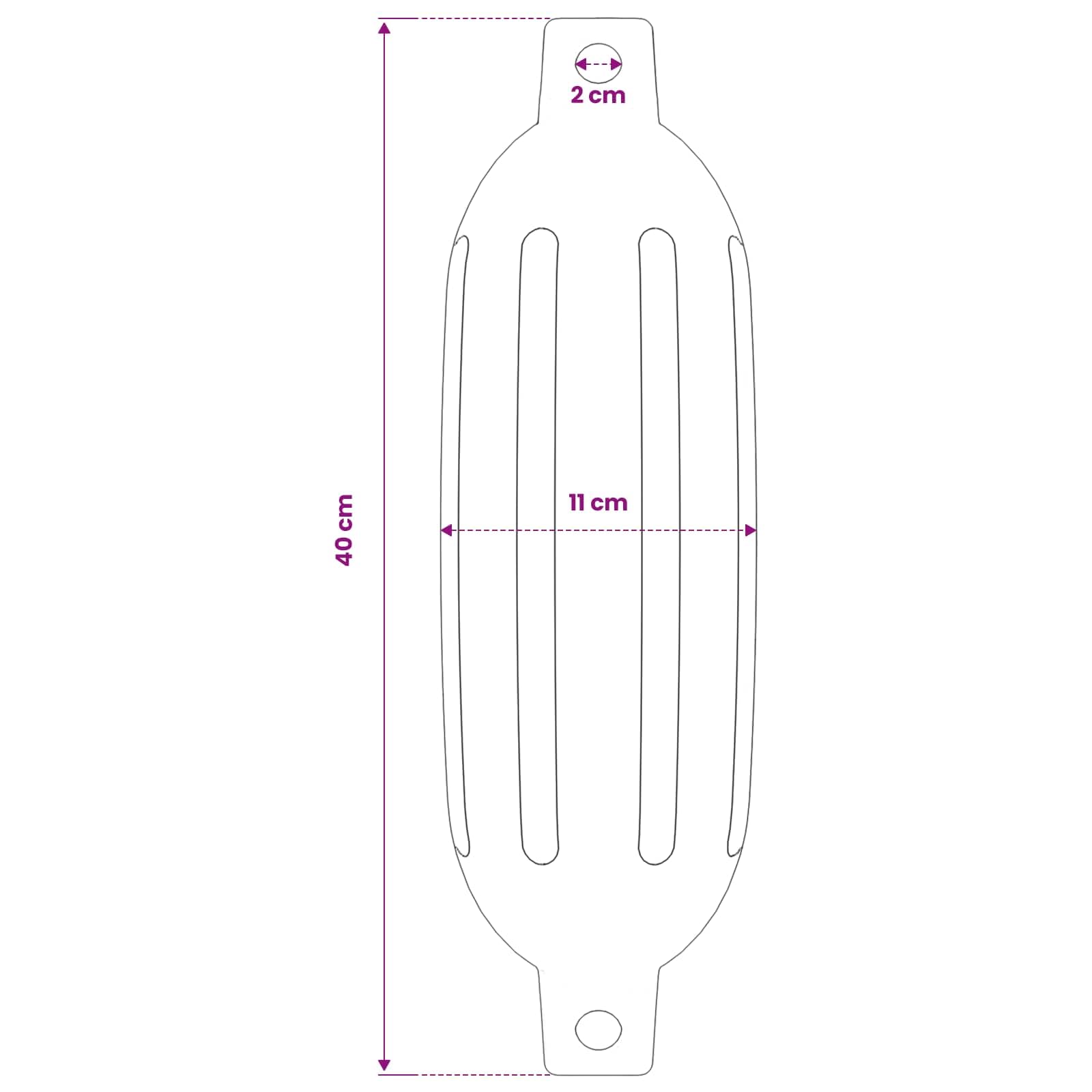 Parafango per barca, 2 pezzi, bianco, in PVC, Ø 11 x 40 cm, con corde e pompa, resistente alle intemperie per gommoni, ponton, porto e sdraio, protegge lo scafo durante la posa e il