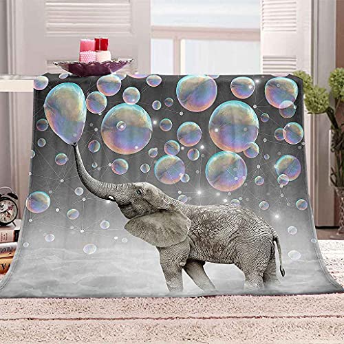 Couverture polaire éléphant en flanelle microfibres 150x200cm pour lit et canapé