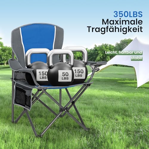 HIGH POINT SPORTS Campingstuhl Faltbar 2er Set, Campingsessel, Klappstuhl – Ansicht 2