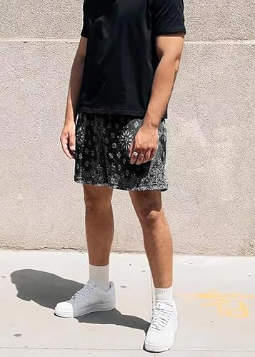 MECH-ENG Men's Paisley Shorts Graphic Print Casual Bandana Retro Lightweight Running Boxing Mesh Boho Shorts4