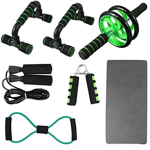 Conjunto de 7 peças de equipamentos de fitness físico da Besportble, corda de pular, rolo ab, treina