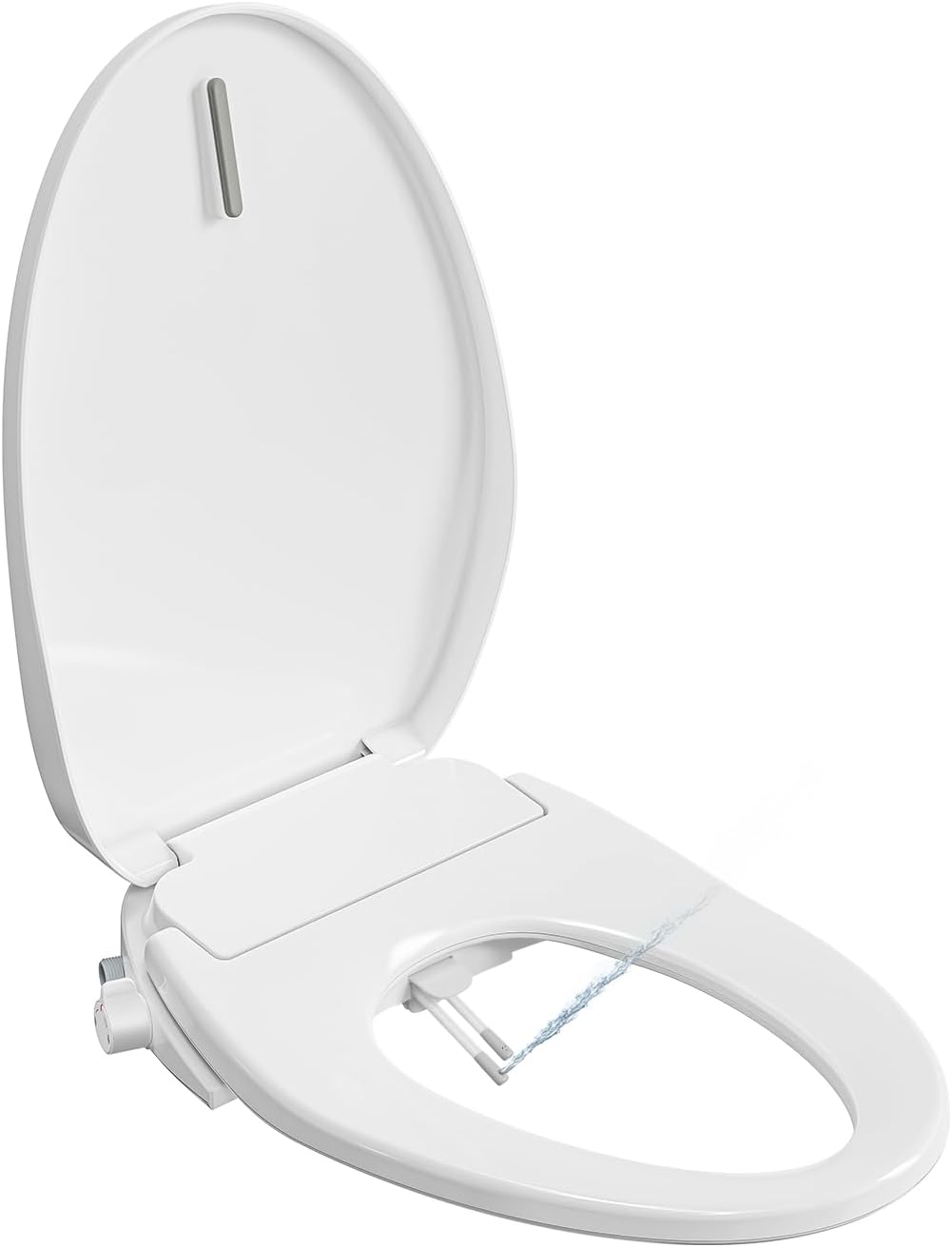 Electric Bidet Toilet Seat Elongated Slow Close Heated Toilet Seat with Bidet Warm Water Smart Self Dual Cleaning Nozzle Night Light E300