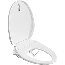 Electric Bidet Toilet Seat Elongated Slow Close Heated Toilet Seat with Bidet Warm Water Smart Self Dual Cleaning Nozzle Night Light E300