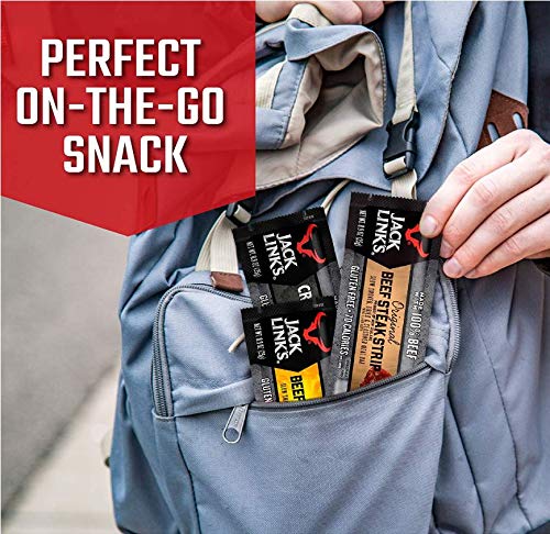 Jack Link’s Beef Strips – Great Protein Bar, Meat Bar with 8g of Protein and 70 Calories, Made with 100% Premium Beef, Gluten Free, No added MSG or Nitrates/Nitrites (Combo Pack, Pack of 30)