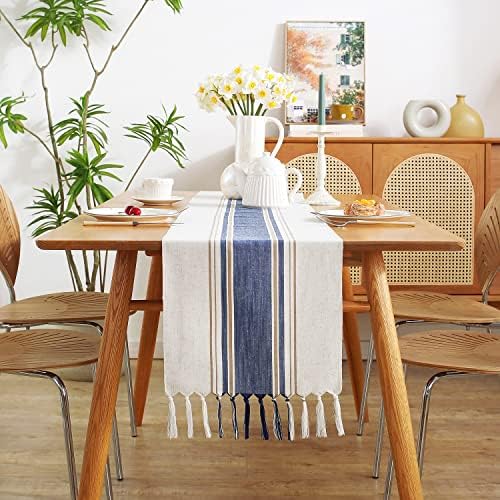 Chassic Farmhouse Style Linen Table Runner, French Country