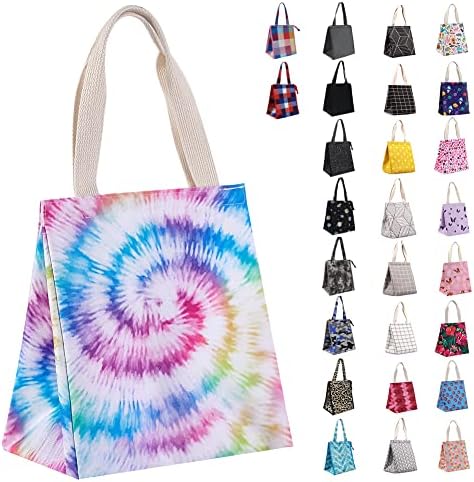 Iknoe Lunch Bag Insulated Lunch Bags for Women Men Reusable Lunch Tote Portable Adult Thermal Large Lunch Cooler for Work Picnic Beach-Tie Dye