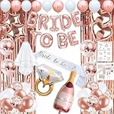 EFAILY Bachelorette Party Decorations - Rose Gold Bridal Shower Party Decor and Supplies Kit Bride To Be Sash, Veil, Temporary Tattoos, Confetti Balloons Pack Fringe Curtain.