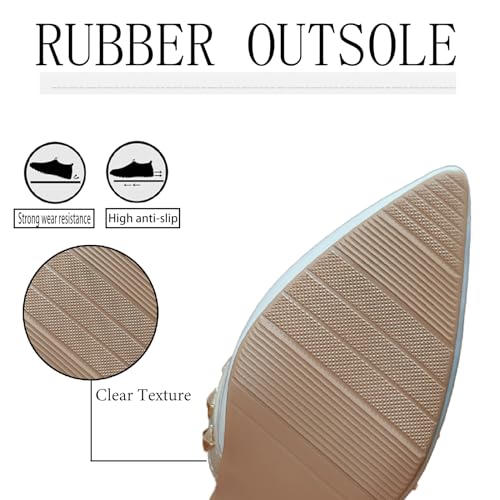 Women's Studded Leather Slingback Chunky Heels Pumps with Adjust Ankle Strap Sexy Closed Pointed Toe Mid Heel Mule Sandals Wedding Party Dress Shoes4