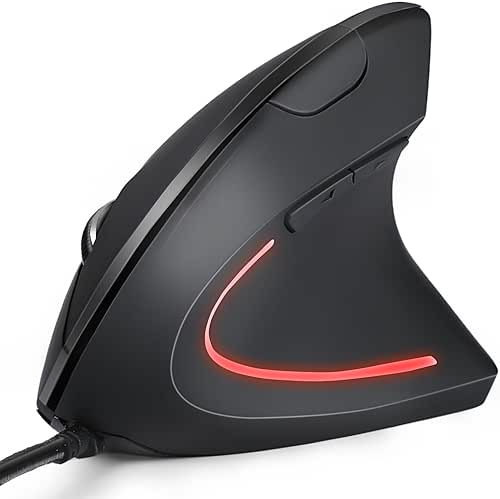 Wired Ergonomic Mouse, USB Wired Vertical Mouse with 800/1200/1600 Adjustable