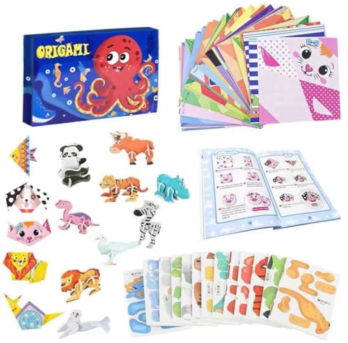 Harxin Carta Origami, 152 Pezzi Kit di Carta, 72 Modelli e Libro di Origami,10 Pezzi 3D Puzzle per Bambini Dai 6 ai 12 Anni, Arte Artigianato per Regalo per Ragazze Ragazzi