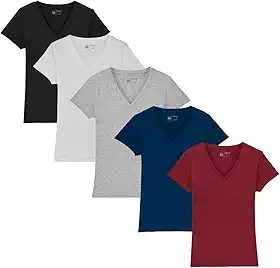 Kit 5 Camisetas Feminina Babylook Básica Algodão Gola V By Zaroc