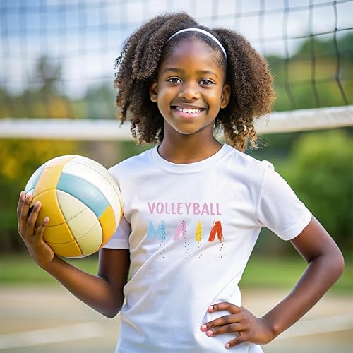Girls’ Sparkling Volleyball T-Shirt Rhinestone Print & Sporty Glam%100 Cotton3