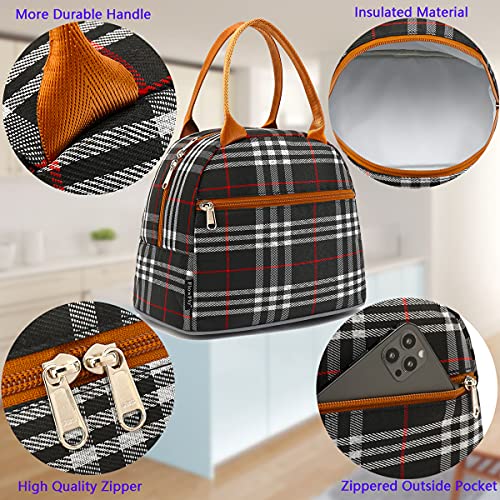Flowfly Insulated Reusable Lunch Bag Adult Large Lunch Box Lunch Tote For Women And Men,With Front Pocket,W&B thumb #3