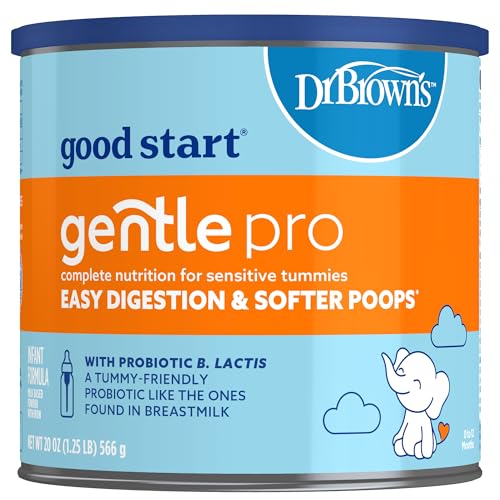 Good Start | Dr. Brown’s Gentle Pro, Baby Formula Powder, For Sensitive Tummies, Easy Digestion and Softer Poops, Infant Formula with Probiotics, DHA, Non-GMO, 20 Ounce