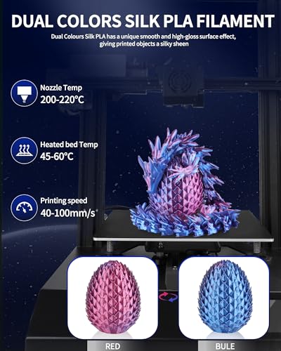 Image of LANDU Silk Dual Color PLA Filament 1.75mm 1KG, 3D Printer Filament Dimensional Accuracy + /- 0.02mm, Coextrusion Filament PLA Shiny Filament Fits for Most FFF 3D Printers,1KG Spool (2.2lbs) Red Blue