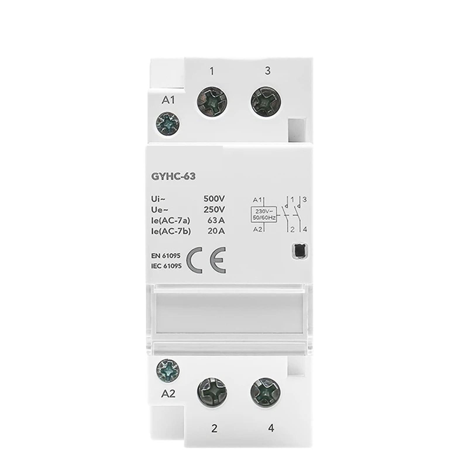 Contacteur modulaire 2P 40A 220V 230V rail DIN pour circuit électrique