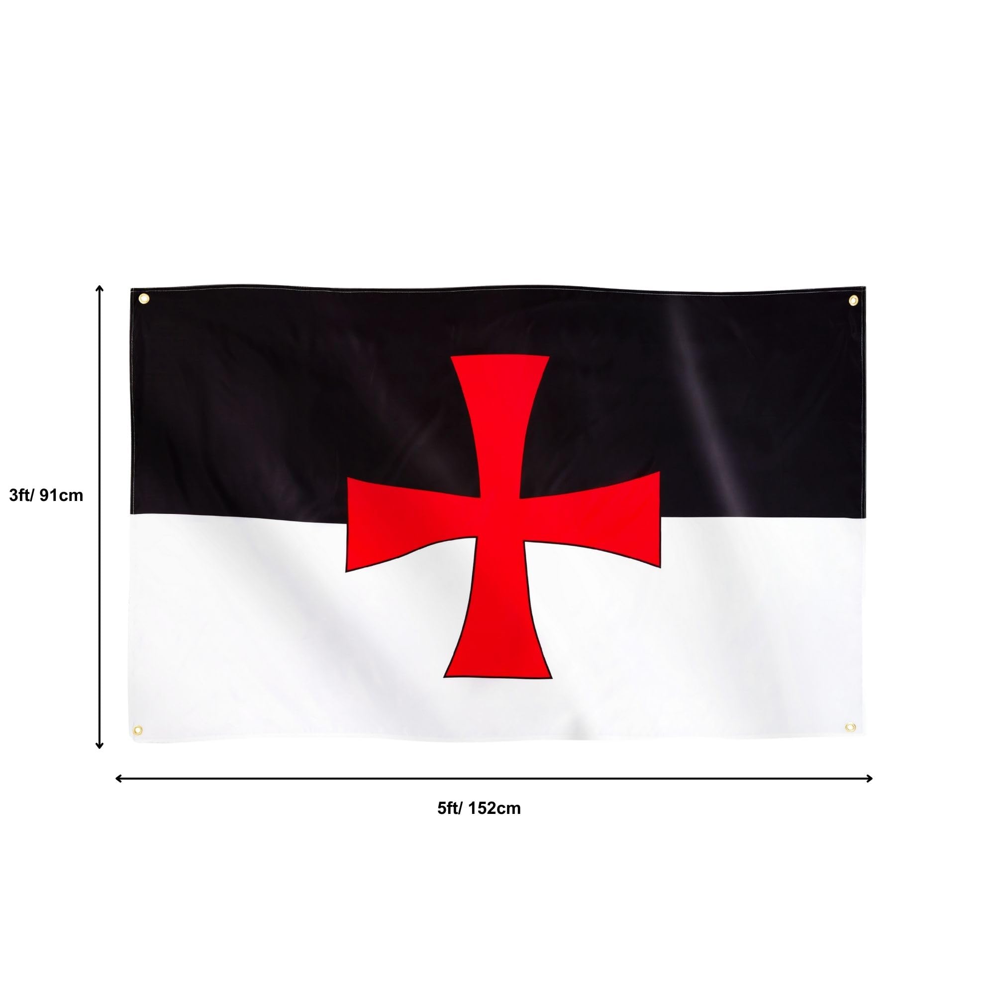 Runesol Foot Knights Templar Battle Fag, 91x152cm, 3ftx5ft, Roman Catholic Church Flag, Medieval Banner, Crusades Flag - Image 2