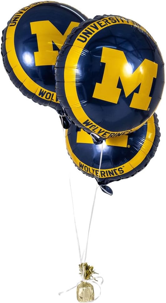 Desert Cactus University of Michigan Foil Balloons Mylar Wolverines UM U of M 3 Pack - 18 Inch Round Party Tablecloth Decoration for Tailgates, Graduation, Party and Game Day Tablecloth Decoration