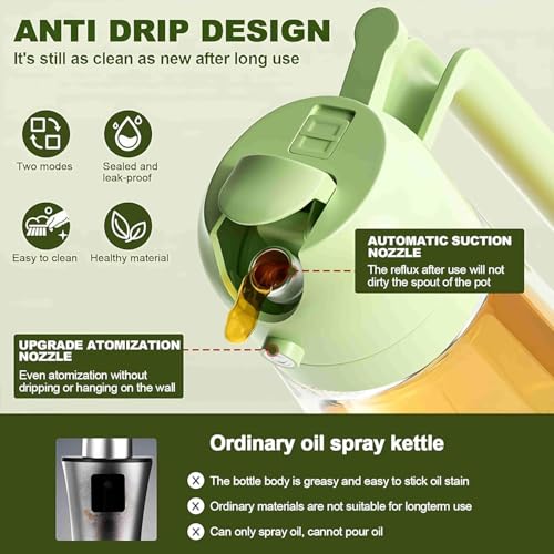 Image of NaturalCozy Oil Sprayer & Dispenser Bottle 2-in-1 Premium Hard Plastic Oil Bottle with Spray Nozzle for Healthy Cooking, Air Fryer, BBQ, Salad, Roasting 500ml