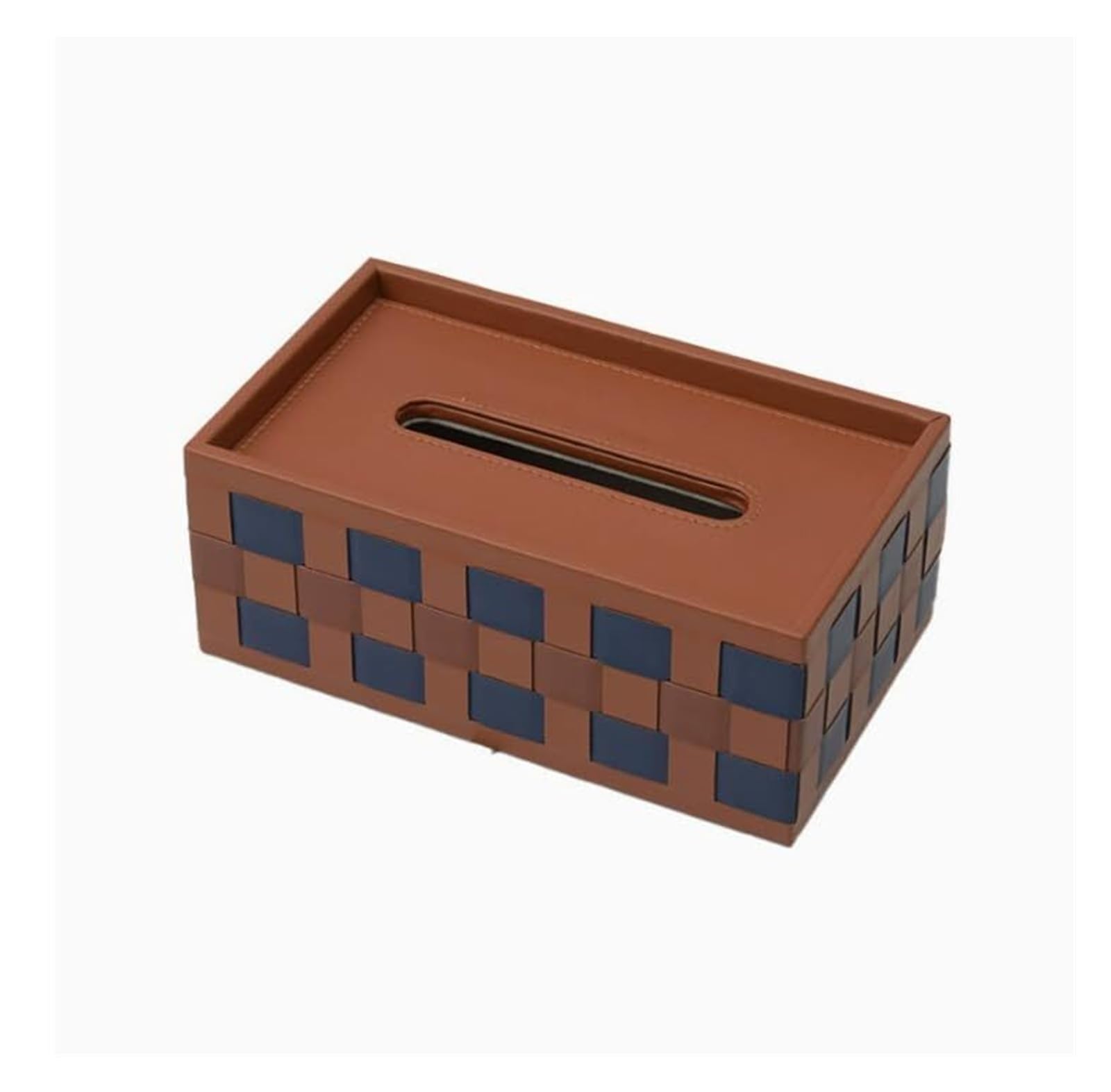 Tissue Dispenser Box Tissue Box Cover Brown And Blue Woven Pattern Rectangular Apartment Must Haves