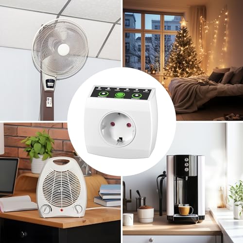 HBN Countdown Timer Steckdose, Zeitschaltuhr mit Countdown in 6 Stufen(15min bis 6h), Energiespar-Steckdose mit Repeat-Funktion & Kindersicherung, 16A/3.680W