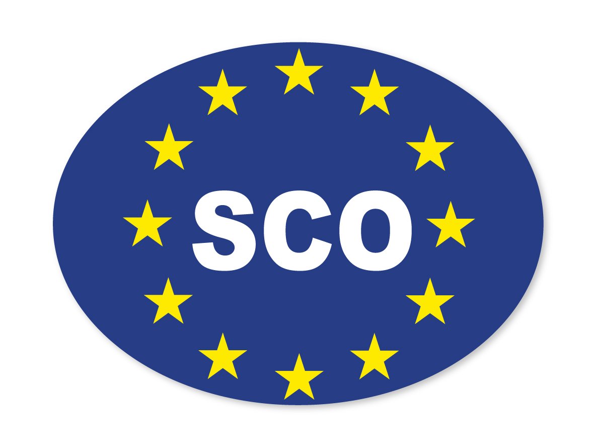 Landing Designs Blue Sco Oval Scotland Europe Self-Adhesive Vinyl Car, Van, Lorry 180Mm By 130Mm