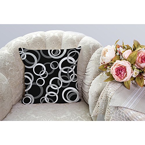 Black Circle Pillow Covers By Hgod Designs White Gray And Black Circle Cotton Linen Square Cushion Cover Standard Pillowcase For Men Women Home Decorative 18 X 18 Inch #TOP1