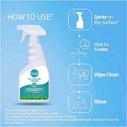 Image of Duzo Tap & Shower Cleaner Spray Lime scale and Hard Water Stain Remover Spearmint 500ml