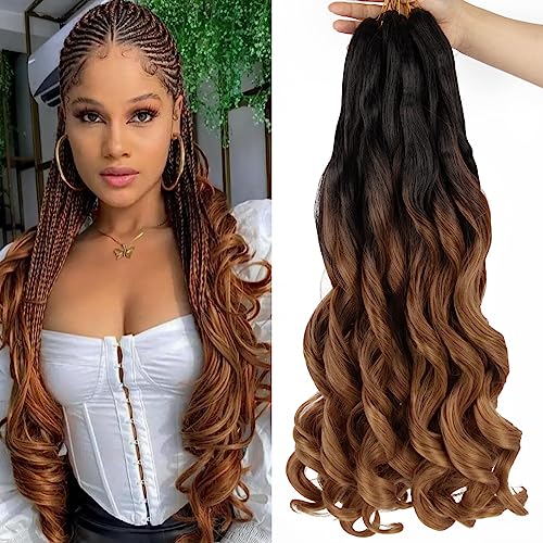 French Curl Braiding Hair 24 Inch 8 Packs French Curl Braids Crochet Hair Extensions (24 inch T30#), 18 inches
