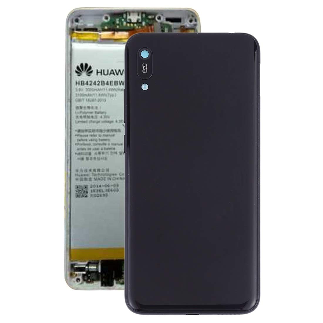 MDYHMC HWYH AYSMG Battery Back Cover with Camera Lens & Side Keys for Huawei Y6 (2019)(Black) (Color : Black)