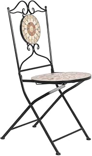 DKD Home Decor Silla de Jardín de la Marca, Color Negro, de cerámica y forja (50 x 42 x 90 centímetros)