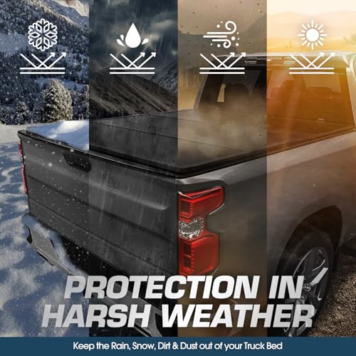 Image of DNA MOTORING Truck Bed Top Hard Solid Tri-Fold Tonneau Cover Compatible with 2015-2024 Ford F150 5.5 ft Bed, New Upgrade, TTC-HARD-015