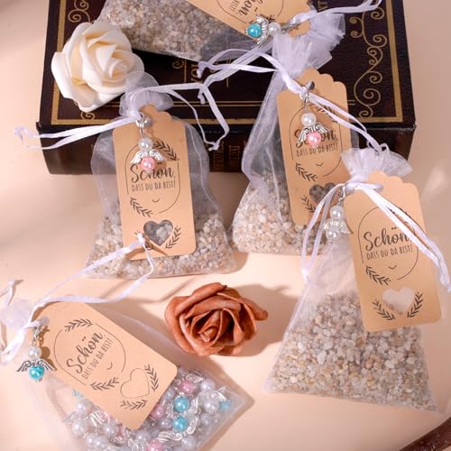 36 Stück Schutzengel Schlüsselanhänger, Schutzengel Anhänger, Engel Schlüsselanhänger, Dankeschön Geschenke, Glücksbringer Anhänger mit Organza Beutel und Karte für Hochzeit, Taufe, Geburtstag