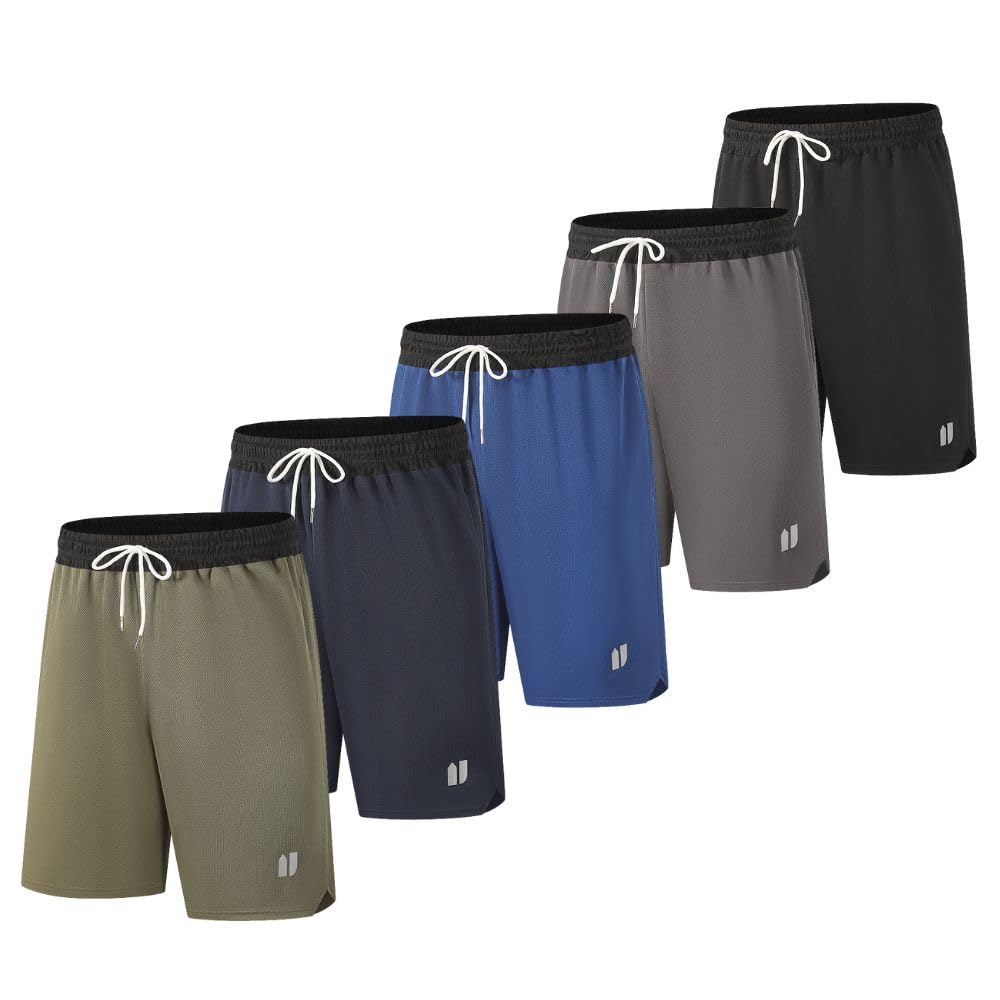 Herren Sport Shorts mit Taschen Quick Dry Gym Laufhose Jogginghose Basketball Fitness